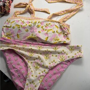Floral Pink & Cream Reversible Women's Bikini Set